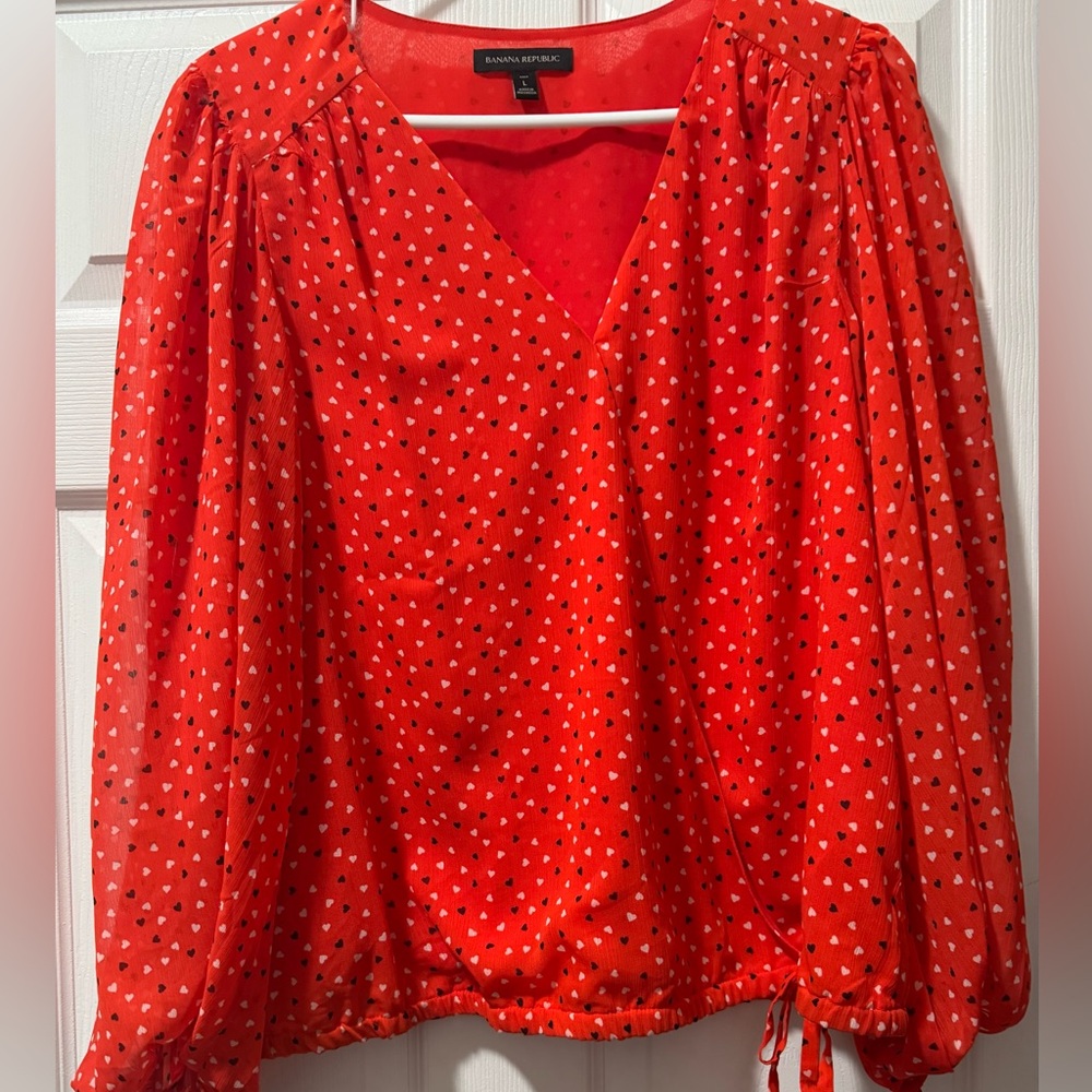 Red Heart Print Women's Top